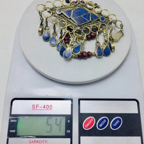 Lapis Lazuli Pendant Necklace With Beaded Chain, Handmade Beaded Chain Necklace, - Picture 10 of 12